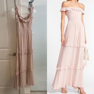 pink Express off the shoulder ruffle maxi dress
